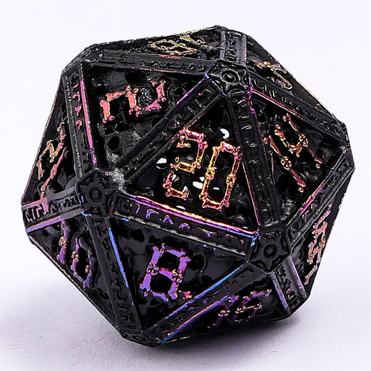 Hollow Metal Necromancer Dice Set - Black w/Chromatic