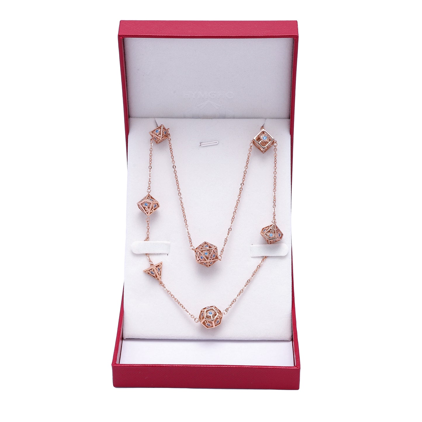 ドラゴンアイ 7 ダイ ネックレス - ゴールド、レッド ジェム付き