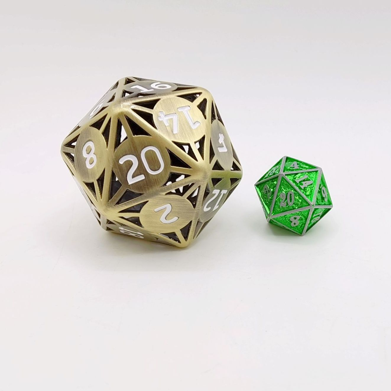 Classic Atomic Dice Giant Hollow Ancient Bronze 55MM D20 - HYMGHO Dice