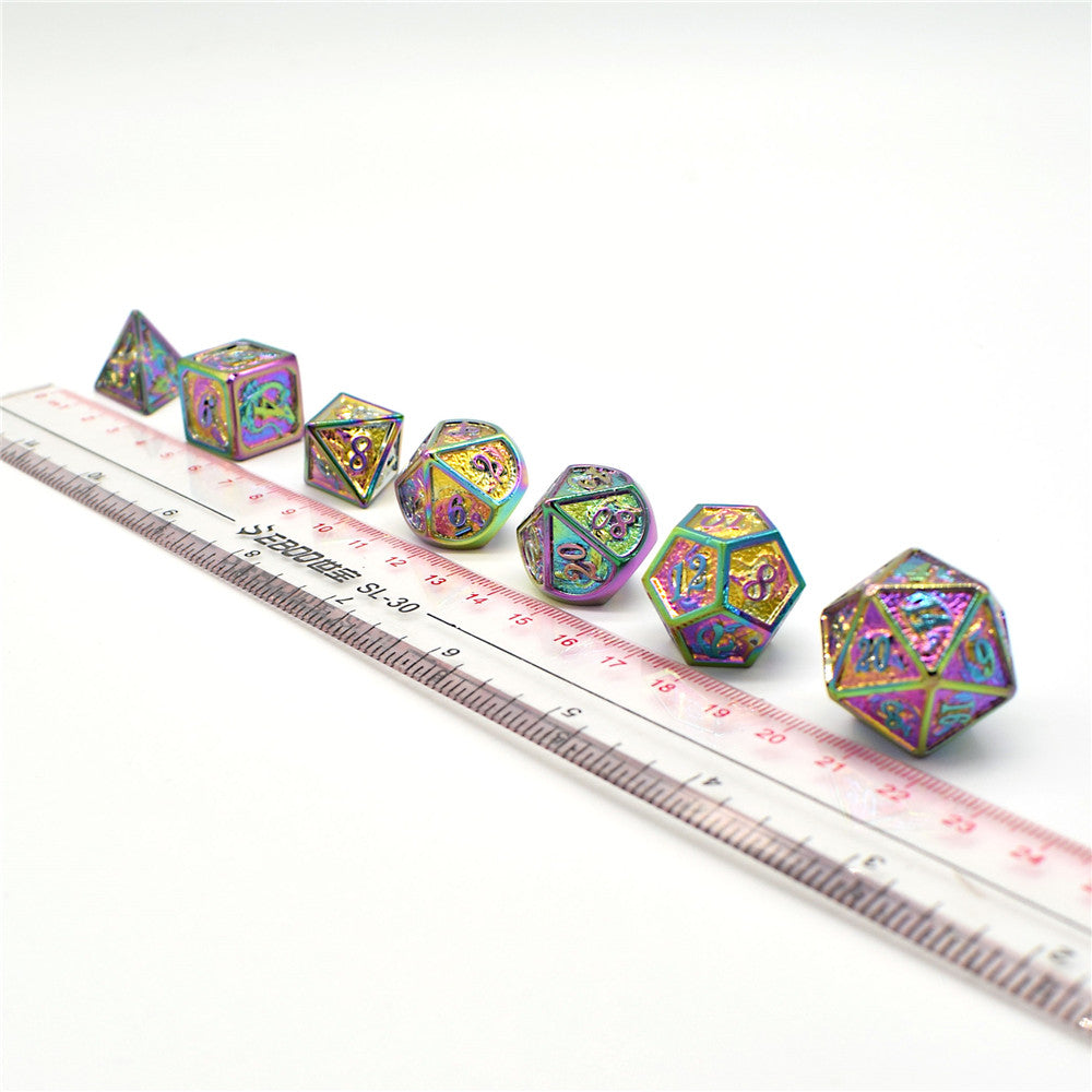 Metal solid dragon dice set Rainbow RPG dice