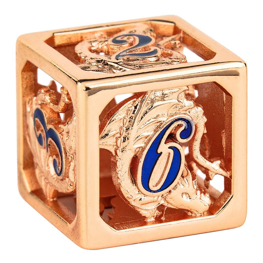 Rose Gold Hollow Dragon dice with hand paiting number - HYMGHO Dice