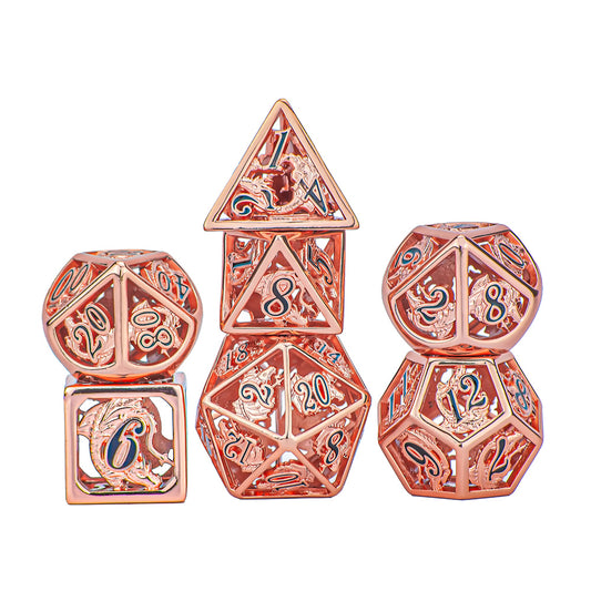 Rose Gold Hollow Dragon Dice w/Black Ink