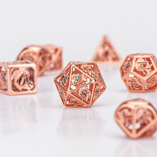 Rose Gold Hollow Dragon Dice w/Black Ink