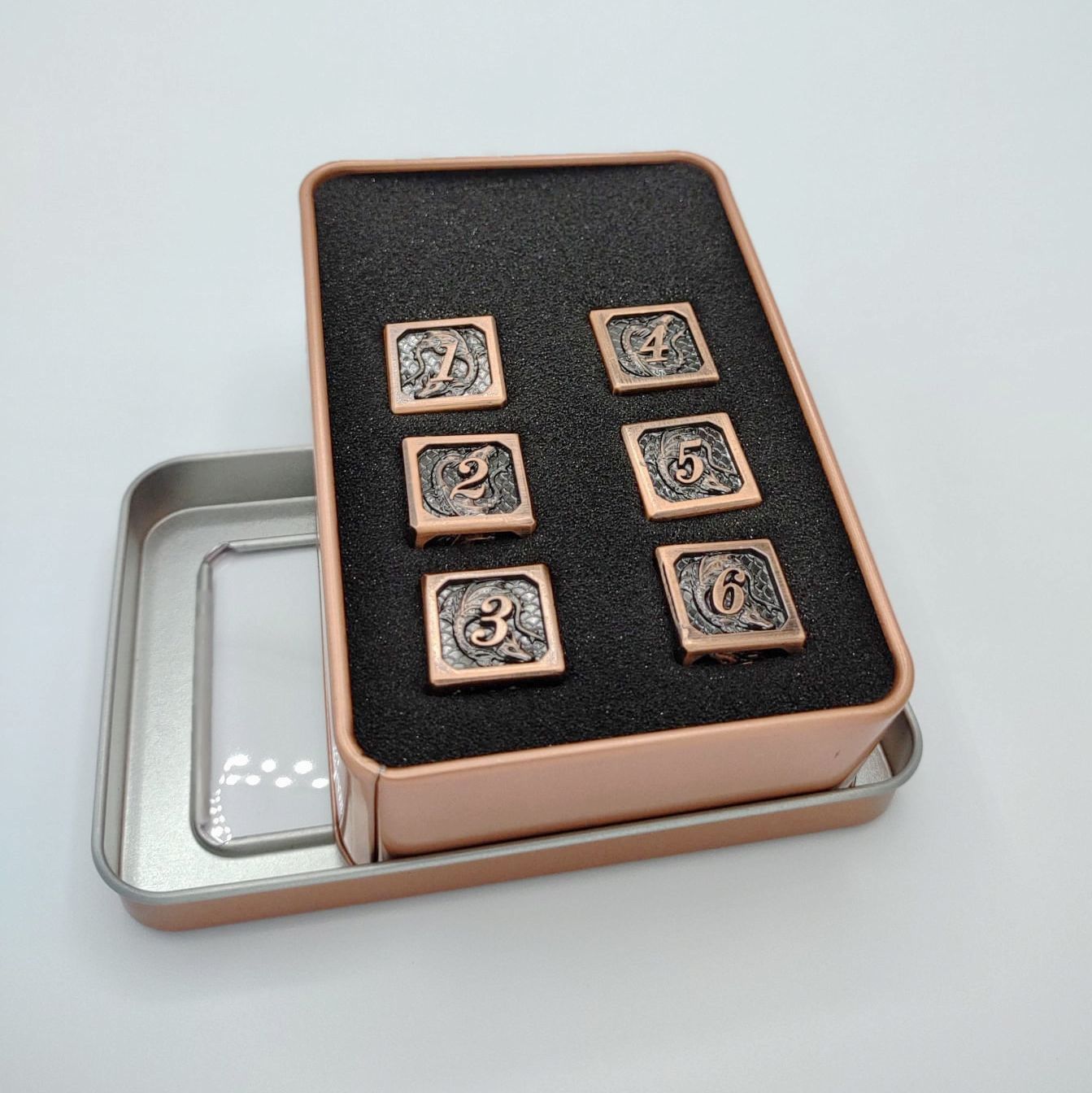 Wargamer Special set of 6 D6s in Brushed Copper Dragon