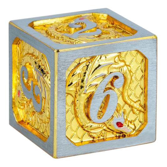 Metal shiny gold Dragon Scale with pewter Two Tone Dice - HYMGHO Dice