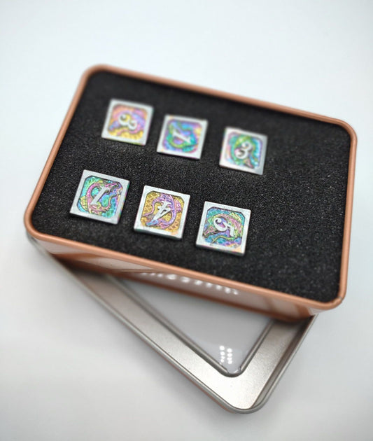 ウォーゲーマースペシャルセット、ブラシ仕上げのレインボードラゴンの D6 6 個