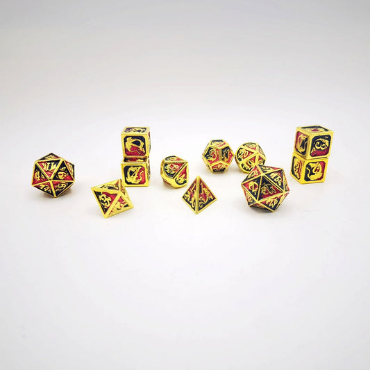 Black and Fire Dragon-11 pieces set - HYMGHO Dice