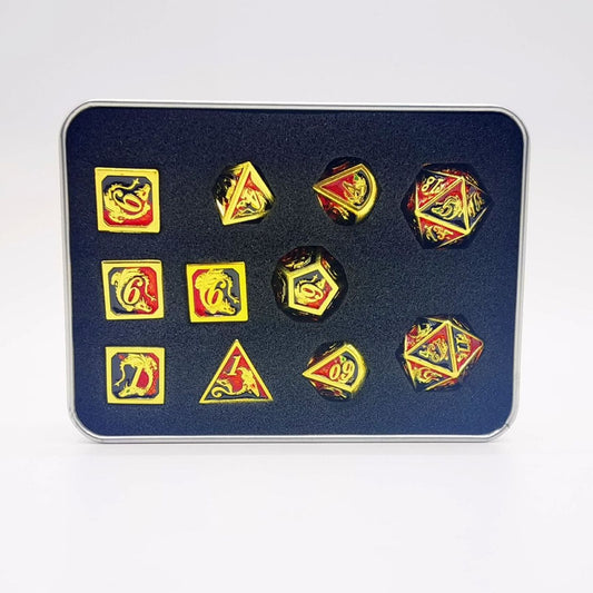 Black and Fire Dragon-11 pieces set - HYMGHO Dice