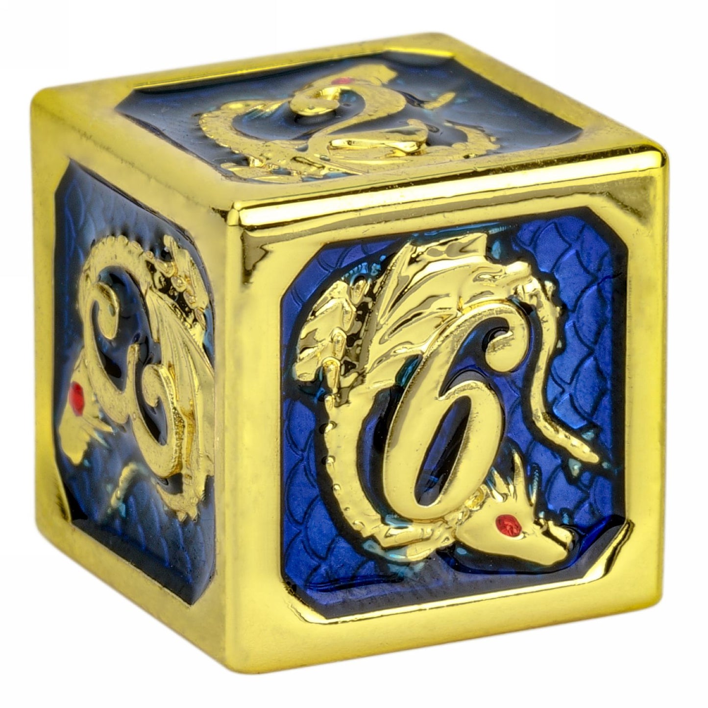 Gold blue lapis lazuli dice set dragon engraved for DnD tabletop gaming - HYMGHO Dice