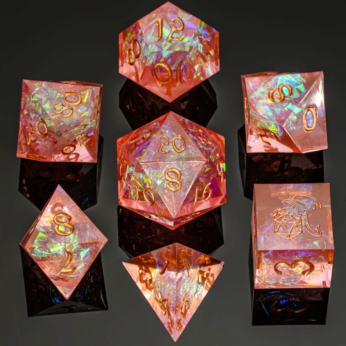 Captured Magic Handmade Sharp Edge Resin Dice-Pink