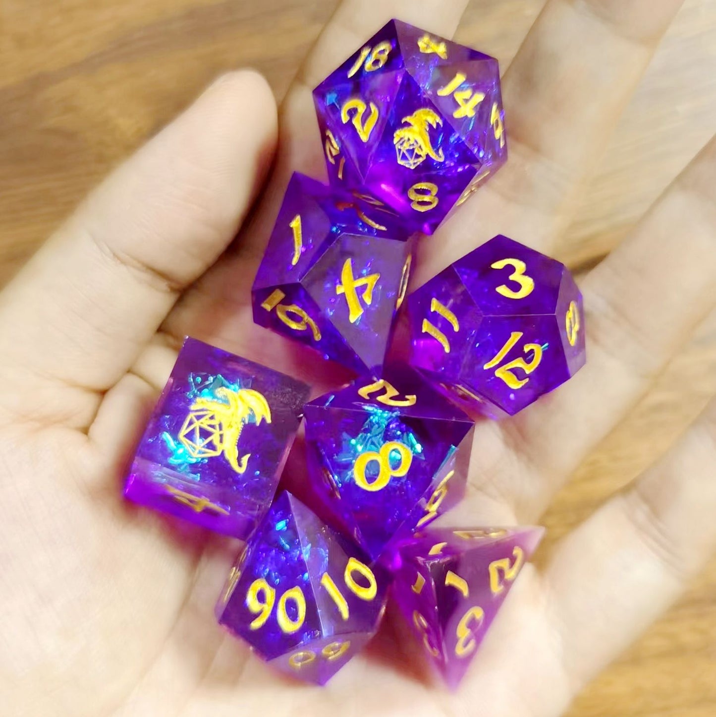 Captured Magic Handmade Sharp Edge Resin Dice-Purple