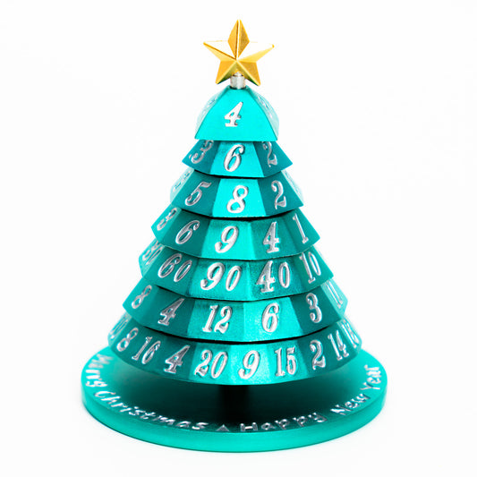 Metal Christmas Tree 7 Dice Set-Forest Cyan