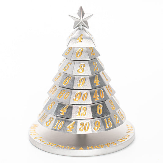 Metal Christmas Tree 7 Dice Set-Silver snow
