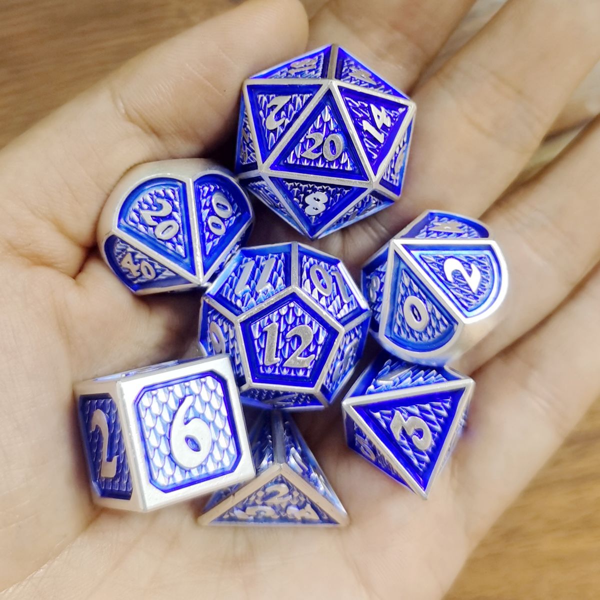 Behemoth Silver with Blue Dice Set