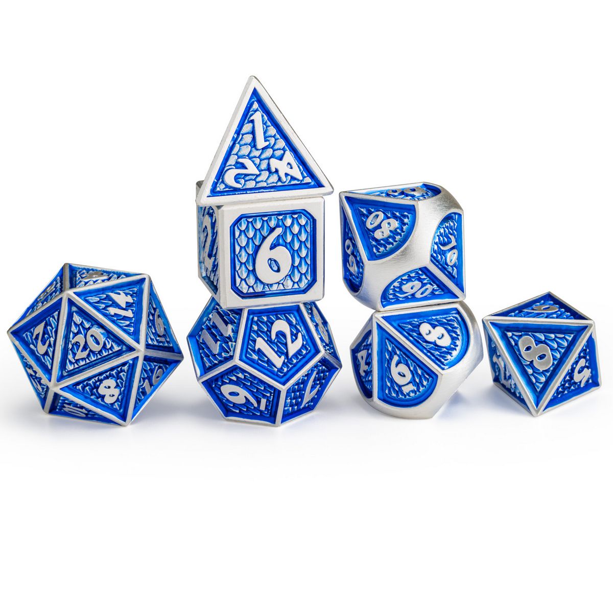 Behemoth Silver with Blue Dice Set