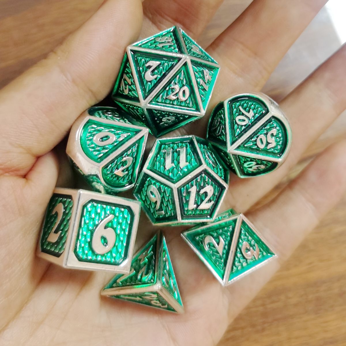 Behemoth Silver with Sea Green Dice Set
