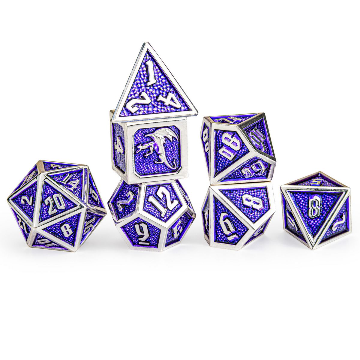 Draconis Silver With Purple Dice Set