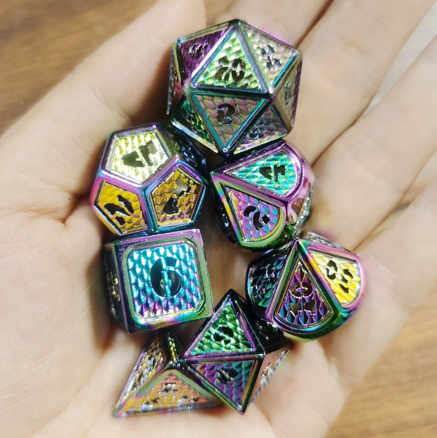 Hollow Wyvern RPG Dice Set-Rainbow