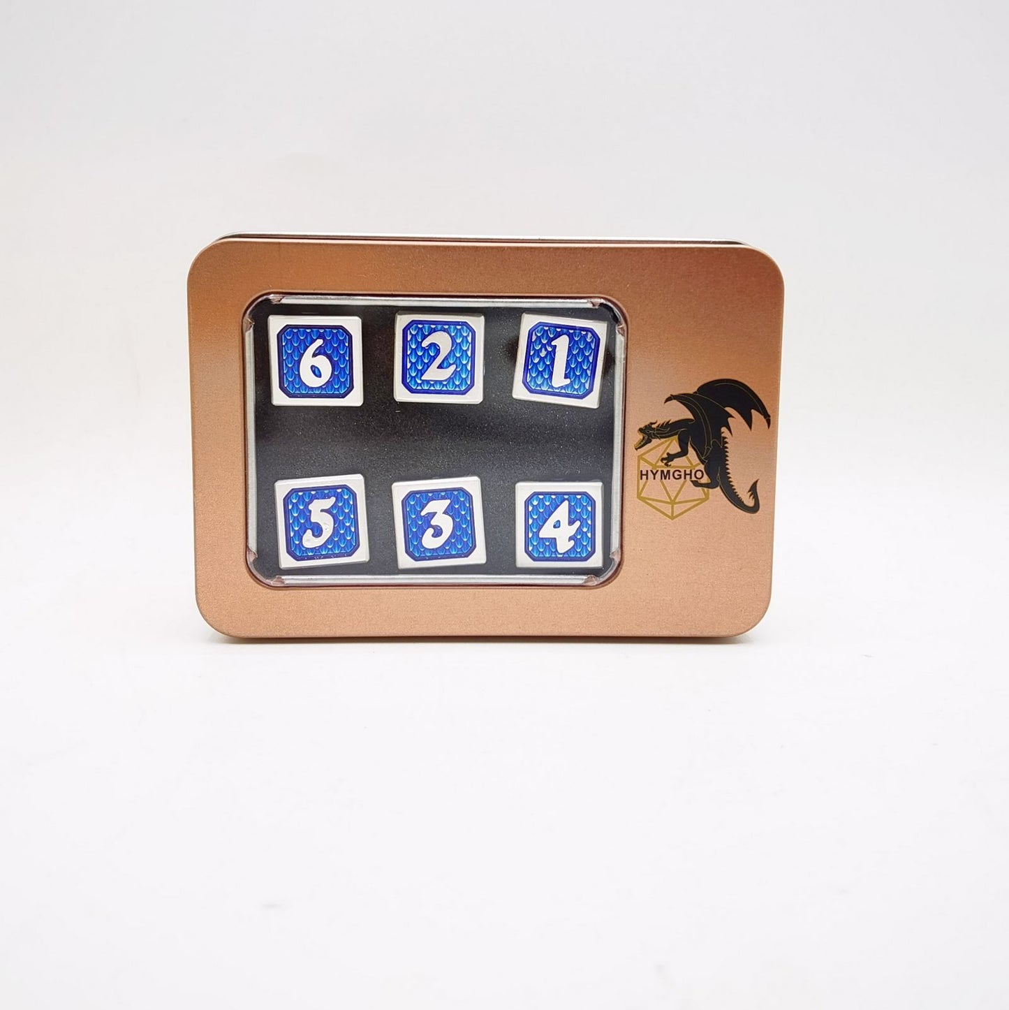 Wargamer Special set of 6 D6s Behemoth Matte Silver w/Blue