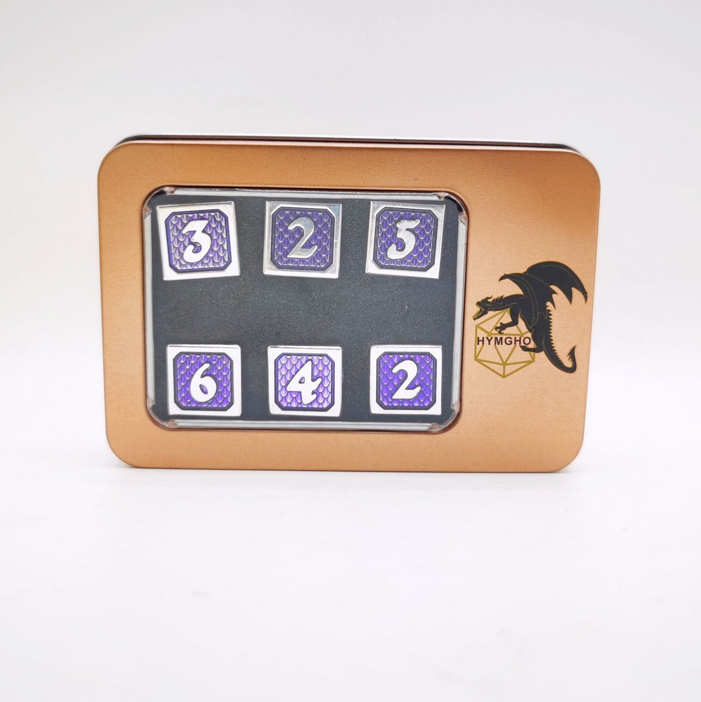 Wargamer Special set of 6 D6s Behemoth Shiny Silver w/Purple