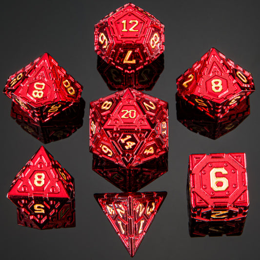 Solid Metal Star Map Dice Set-Red W/ Gold