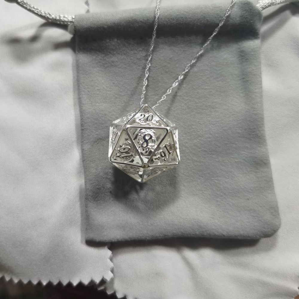 Handmade sterling silver 925 dragon dice pendant necklace for men and women - HYMGHO Dice