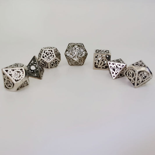 Real stainless steel hollow steampunk dice gear cage set - HYMGHO Dice