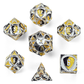 Fighter Solid Metal Polyhedral Dice Set-Silver w/Yellow&Black