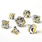 Fighter Solid Metal Polyhedral Dice Set-Silver w/Yellow&Black