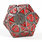 Fighter Solid Metal Polyhedral Dice Set-Gunmetal w/Blood Red