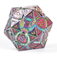 Fighter Solid Metal Polyhedral Dice Set-Rainbow w/UV-reactive Red