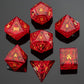 Dragon's Hoard Gemstone Polyhedral Dice Set-Blast Ruby Red in Fire Design