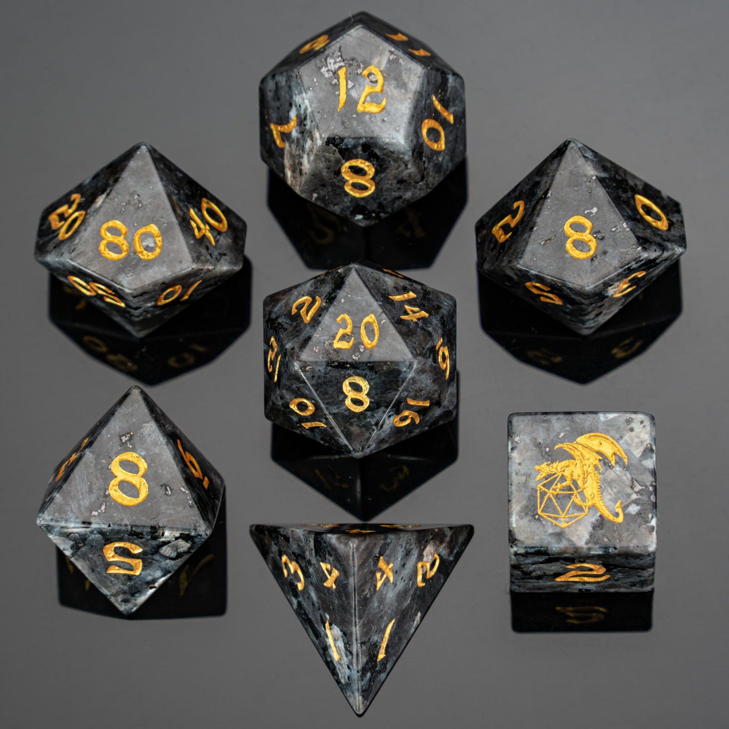 Dragon's Hoard Gemstone Polyhedral Dice Set-Labradorite