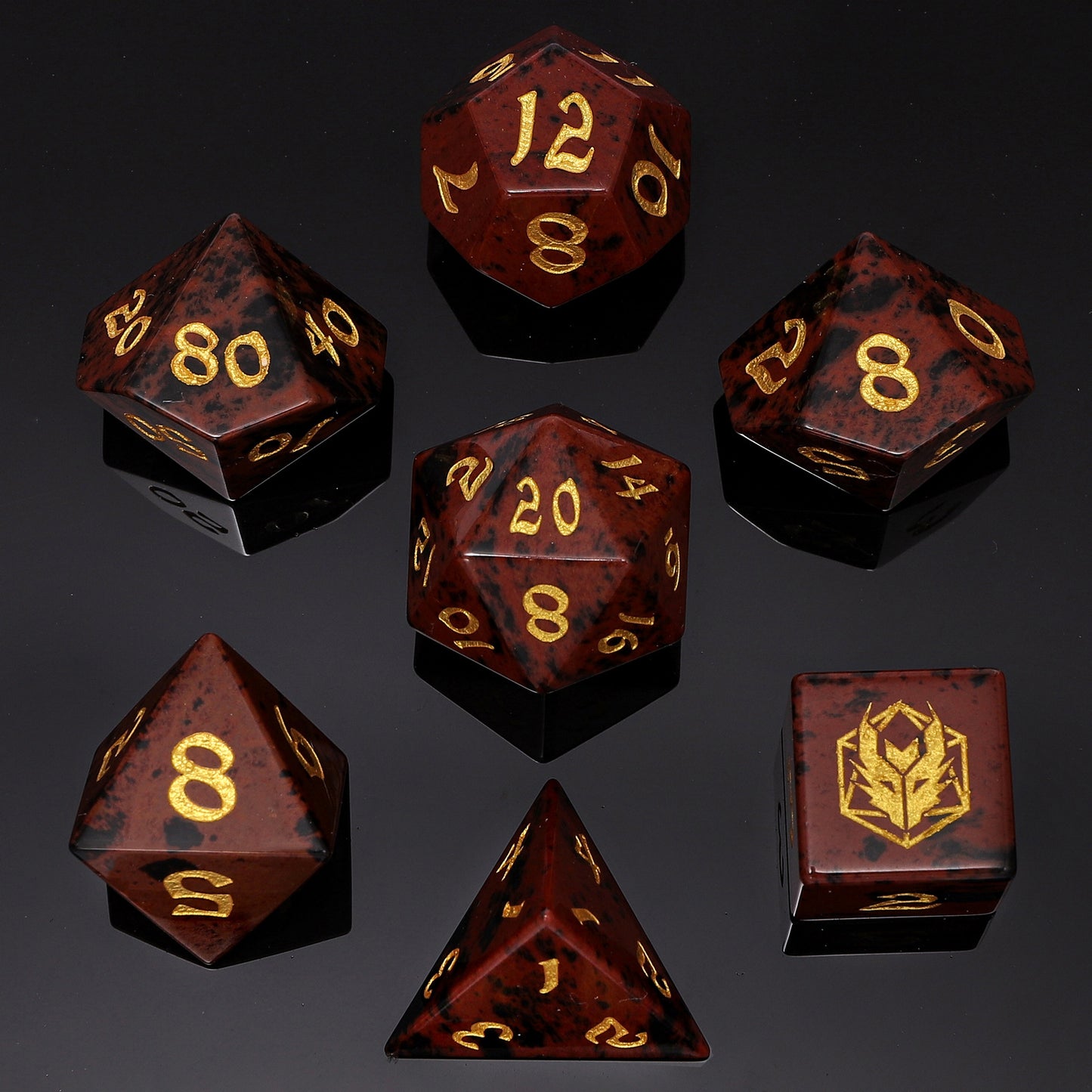 Dragon's Hoard Gemstone Polyhedral Dice Set-Mahogany Obsidian