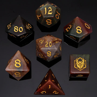 Dragon's Hoard Gemstone Polyhedral Dice Set-Indian Agate