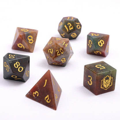Dragon's Hoard Gemstone Polyhedral Dice Set-Indian Agate