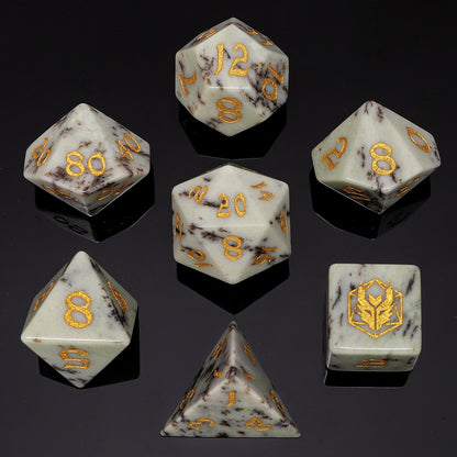 Dragon's Hoard Gemstone Polyhedral Dice Set-Petrified Wood