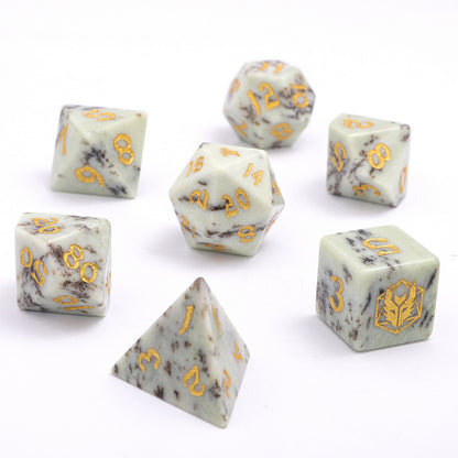 Dragon's Hoard Gemstone Polyhedral Dice Set-Petrified Wood
