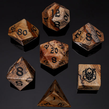 Dragon's Hoard Gemstone Polyhedral Dice Set-Picture Jasper