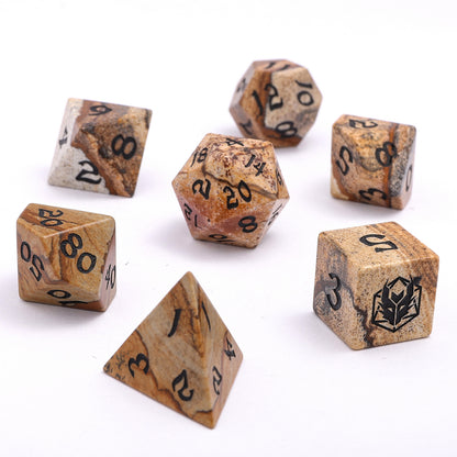 Dragon's Hoard Gemstone Polyhedral Dice Set-Picture Jasper