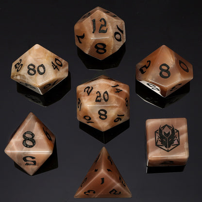 Dragon's Hoard Gemstone Polyhedral Dice Set-Moonstone