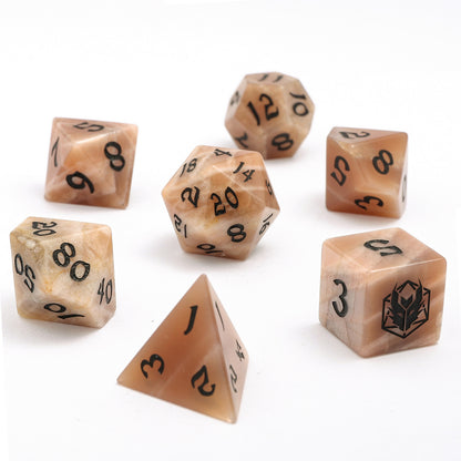 Dragon's Hoard Gemstone Polyhedral Dice Set-Moonstone