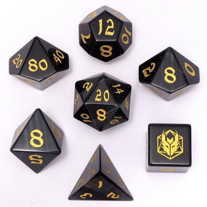 Dragon's Hoard Gemstone Polyhedral Dice Set-Blue Tiger's Eye