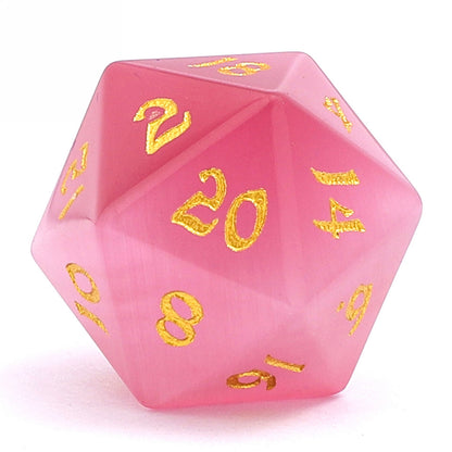 Dragon's Hoard Gemstone Polyhedral Dice Set-Pink Cat Eye