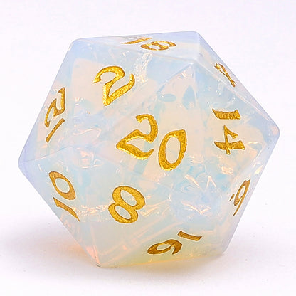 Dragon's Hoard Gemstone Polyhedral Dice Set-Blasted Opalite
