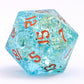 Dragon's Hoard Gemstone Polyhedral Dice Set-Blue&Green Two Tone Colored Glaze