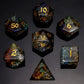 Dragon's Hoard Gemstone Polyhedral Dice Set-Blue&Brown&Green Three Tone Colored Glaze