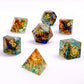 Dragon's Hoard Gemstone Polyhedral Dice Set-Blue&Brown&Green Three Tone Colored Glaze