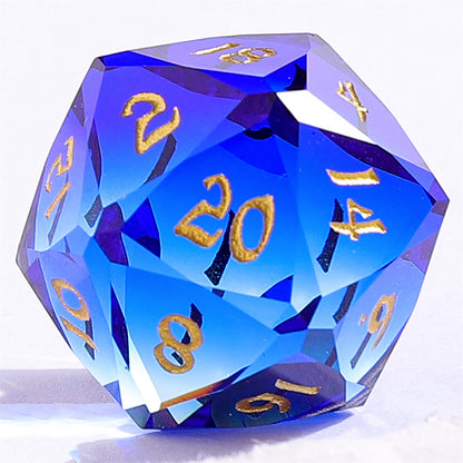 Dragon’s Hoard Luster Cut Dice Set - Blue & Clear Glass