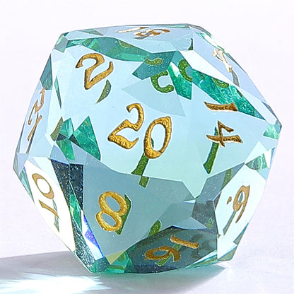 Dragon’s Hoard Luster Cut Dice Set - Blue & Green Glass